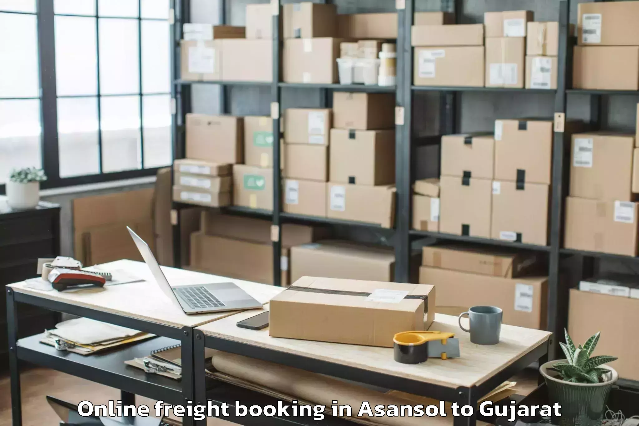 Top Asansol to Khambhaliya Online Freight Booking Available